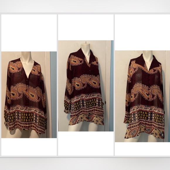 Stunning 2-Piece Tunic ft. Beautiful Bohemian Print (Vintage) - Picture 1 of 8